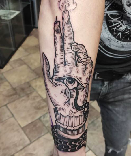 Inferno Studios Tattoo  Black and gray skull and candle hand banger tattoo  Tattooed by Bob Price bprice1027 infernostudios  Facebook