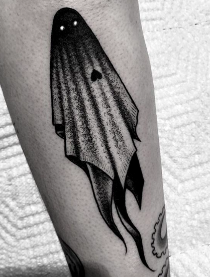 Best ghost | Ghost tattoo, Black and white flower tattoo, Galaxy tattoo  sleeve