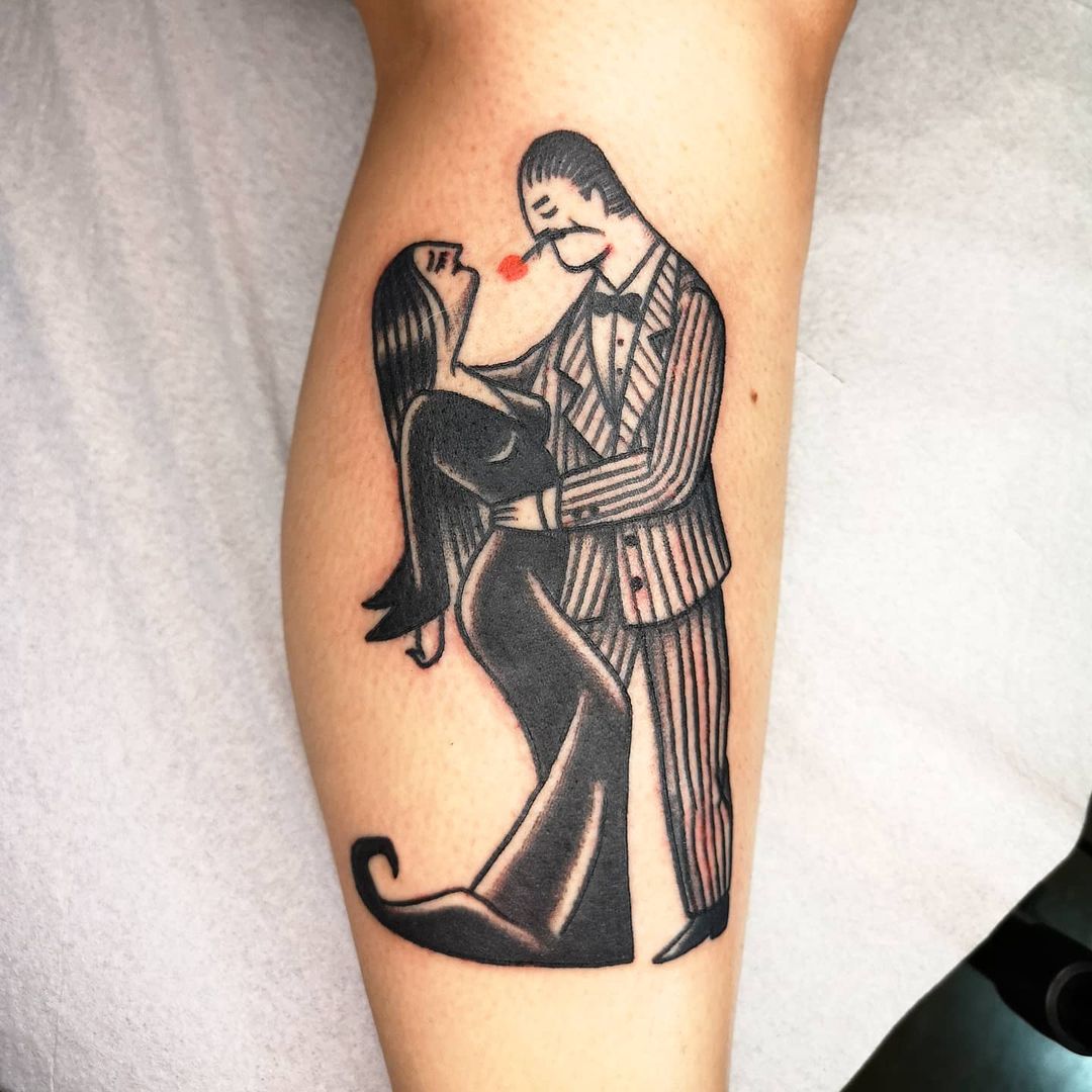 Gomez and Morticia Addams done by Joe Ellis at Sacred Electric Leeds UK   rtattoos
