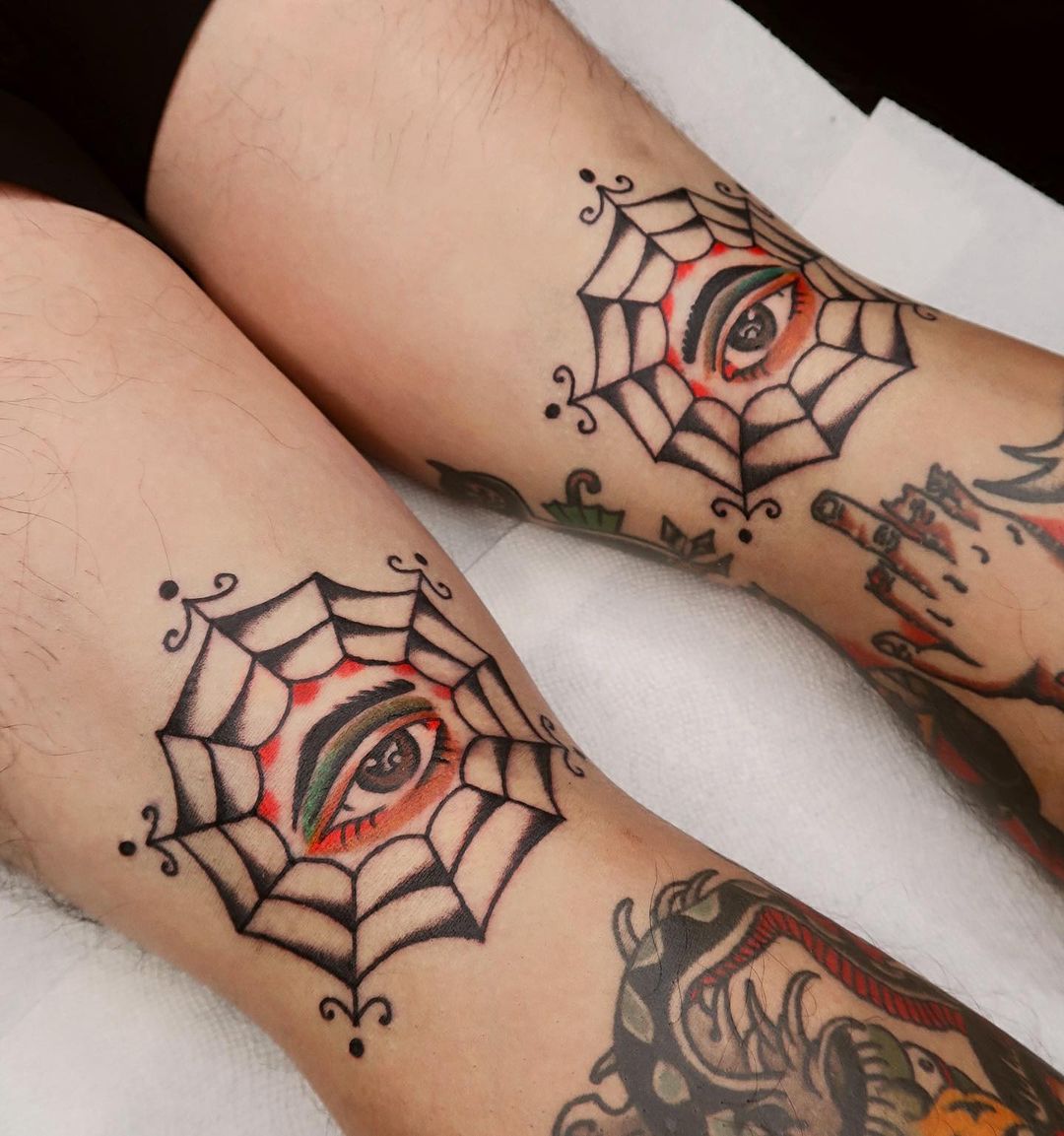 My Skull Spiderweb Knee tattoo by patchworksteve on DeviantArt