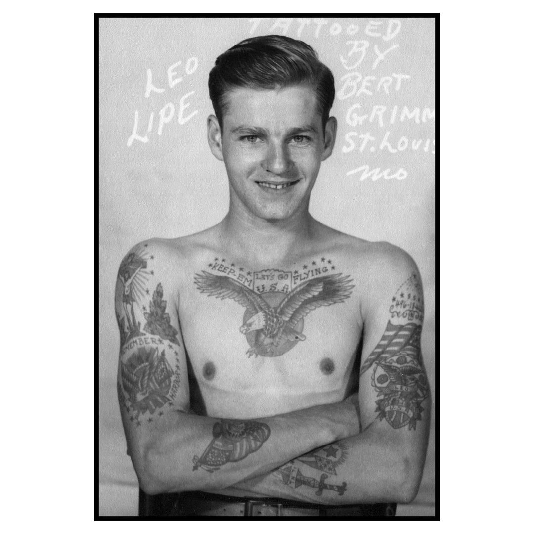 A guy with nautical tattoos created by the sailor and tatuer Sven Erik  Mårtensson, 1945 : r/OldSchoolCool